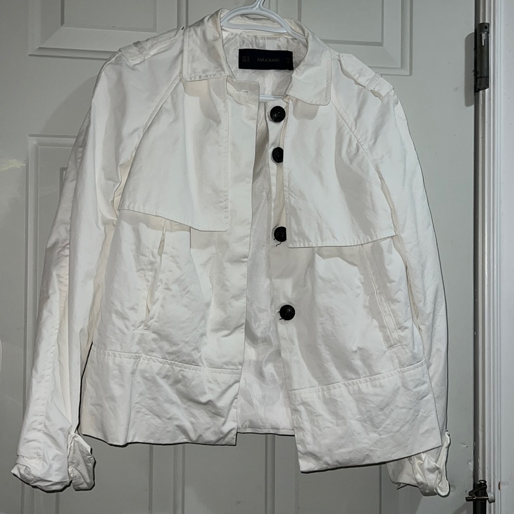 Zara white button down utility jacket